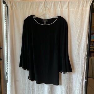 Frank Lyman - size 10 - black tunic with bell sleeve, Rhinestone edging.